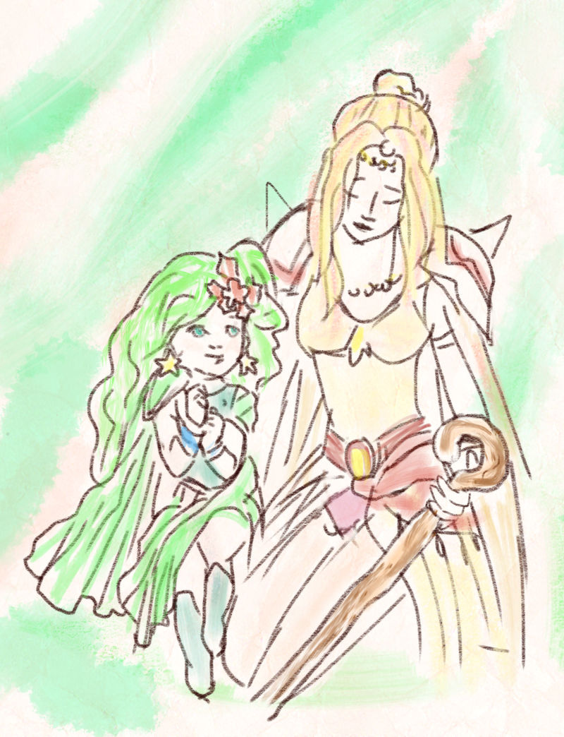 Rydia and Rosa, Final Fantasy IV by auronlu