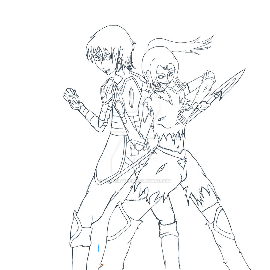 Ichi and Casien Line Art