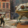 Diorama - Giant frog in city