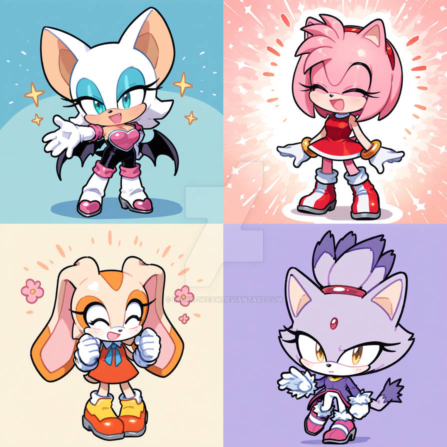 Rouge, Amy, Cream, Blaze by Leork-Dream on DeviantArt