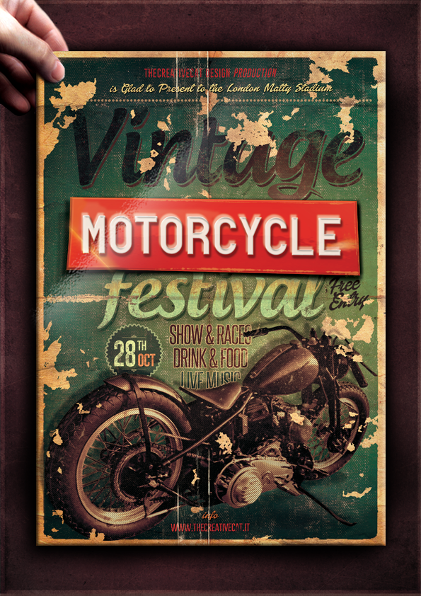 Vintage Motorcycle Poster Template