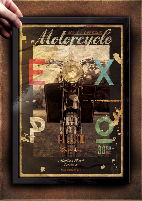 Vintage Motorcycle Poster Template