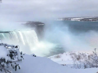 SDXL 09 Niagra Falls ethereal ghosting in the wint