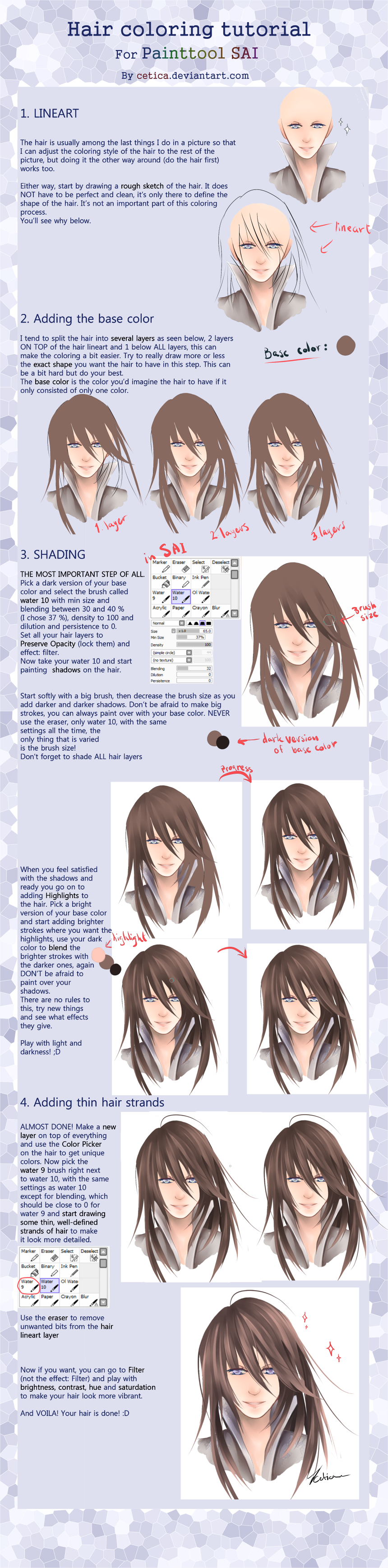 Hair Coloring Tutorial for Paint tool SAI