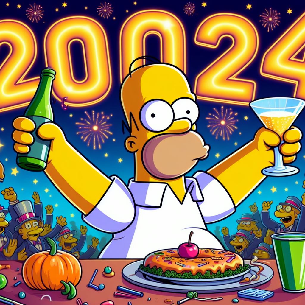 Homer Simpson Celebrating New Years 2025 by Jesse220 on DeviantArt