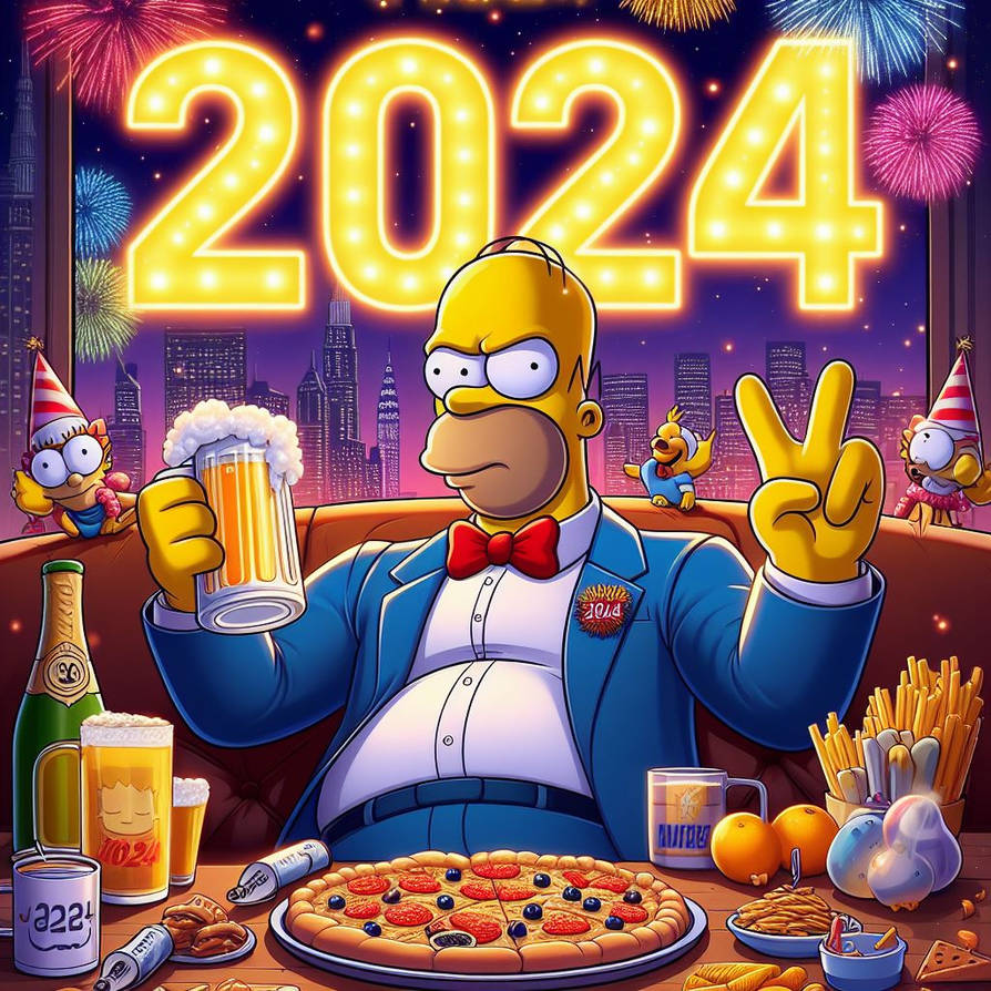 Homer Simpson Celebrating New Years 2025 2 by Jesse220 on DeviantArt
