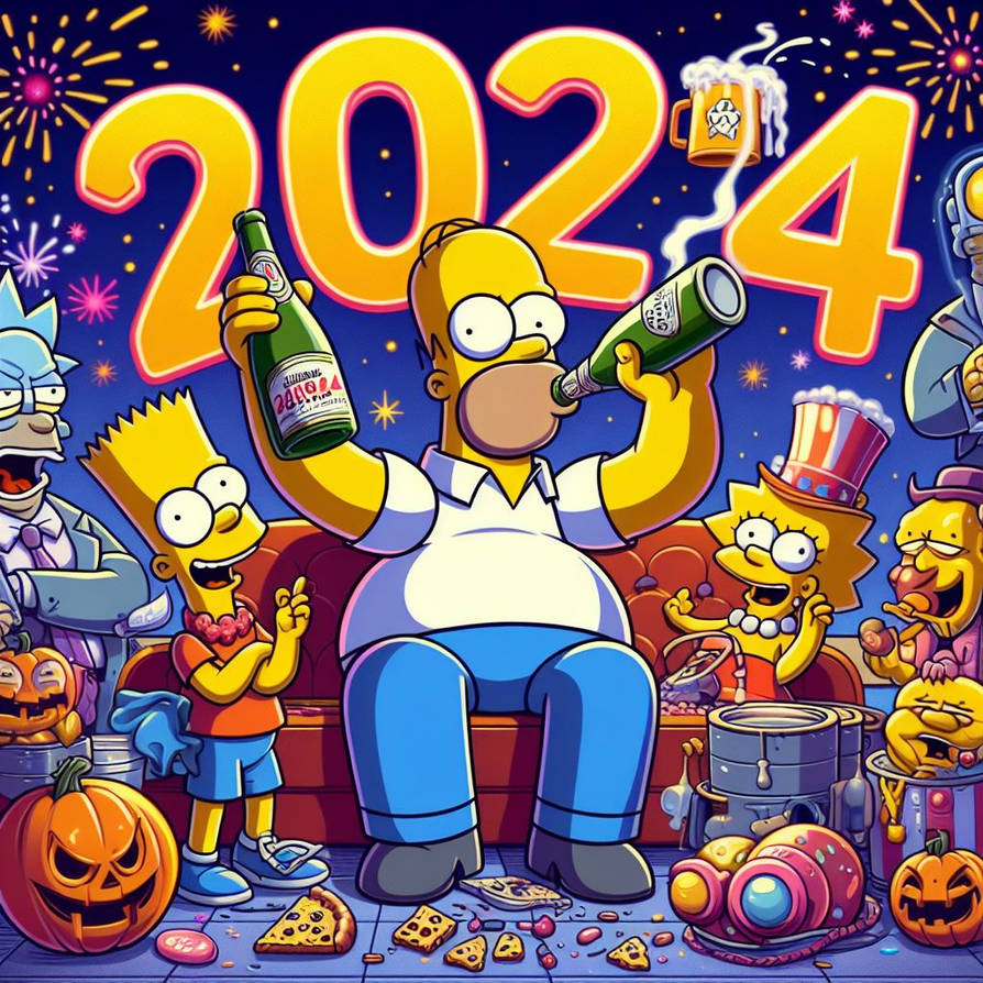 Homer Simpson Celebrating New Years 2025 3 by Jesse220 on DeviantArt