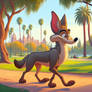 Coyote walking at the park 2