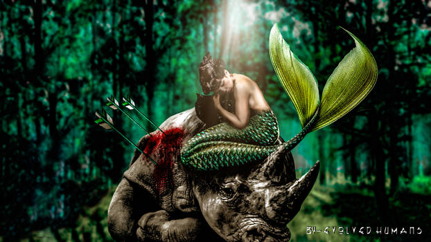 True Friendship - Mermaid with Rhinoceros