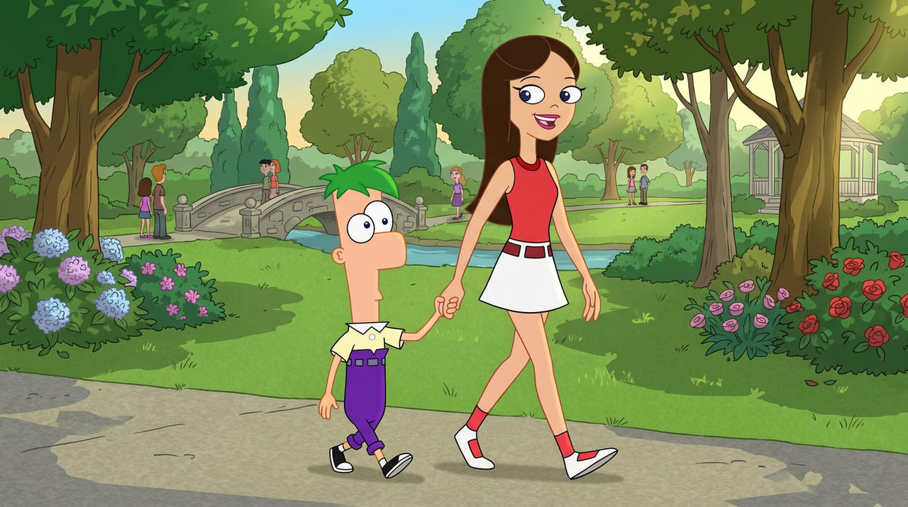 Ferb and Vanessa walking in the Park by da1996p on DeviantArt
