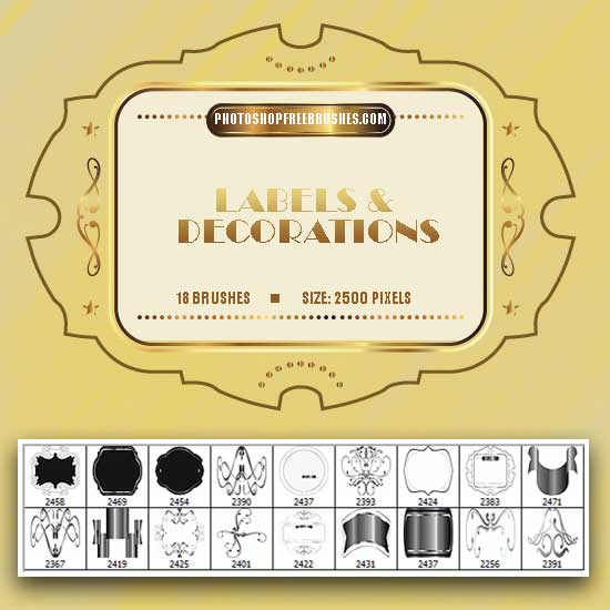 Labels and Ornaments: 18 Free Brushes