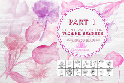 13 Free Watercolor Flower Brushes for Photoshop