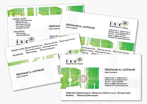 4 Green Computer Business Cards Templates