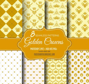 8 Golden Crown Seamless Pattern Backgrounds