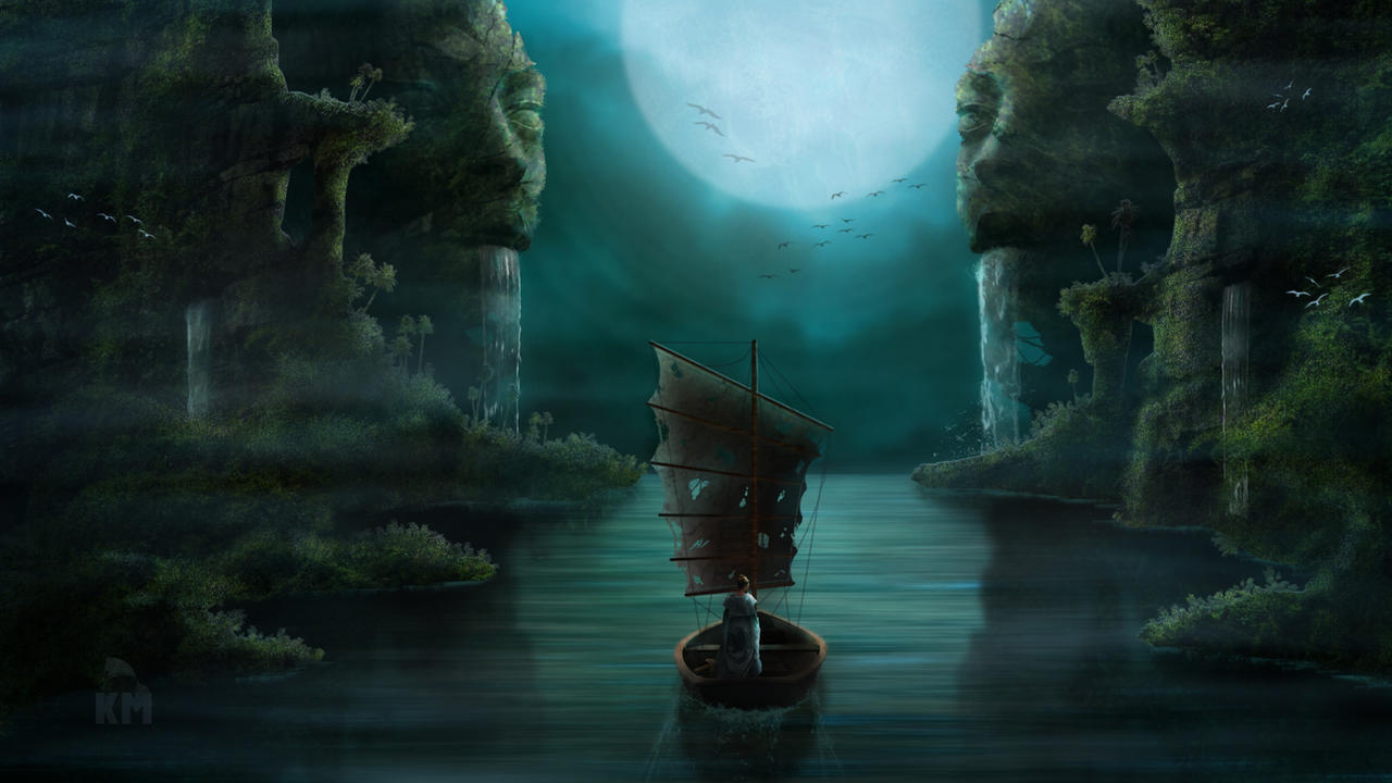 Moonlight Rafting Journey on the moonlight river by KISMUKI on DeviantArt