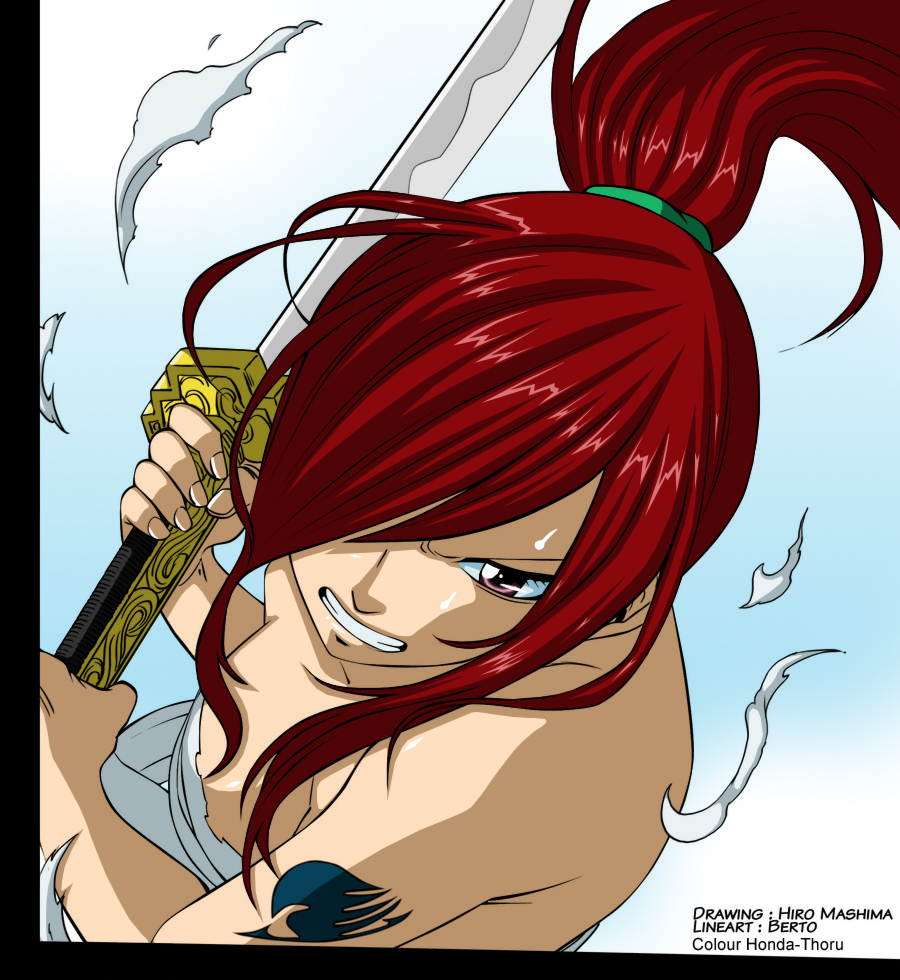 Fairy tail chapter 237 erza scarlet -colour-.