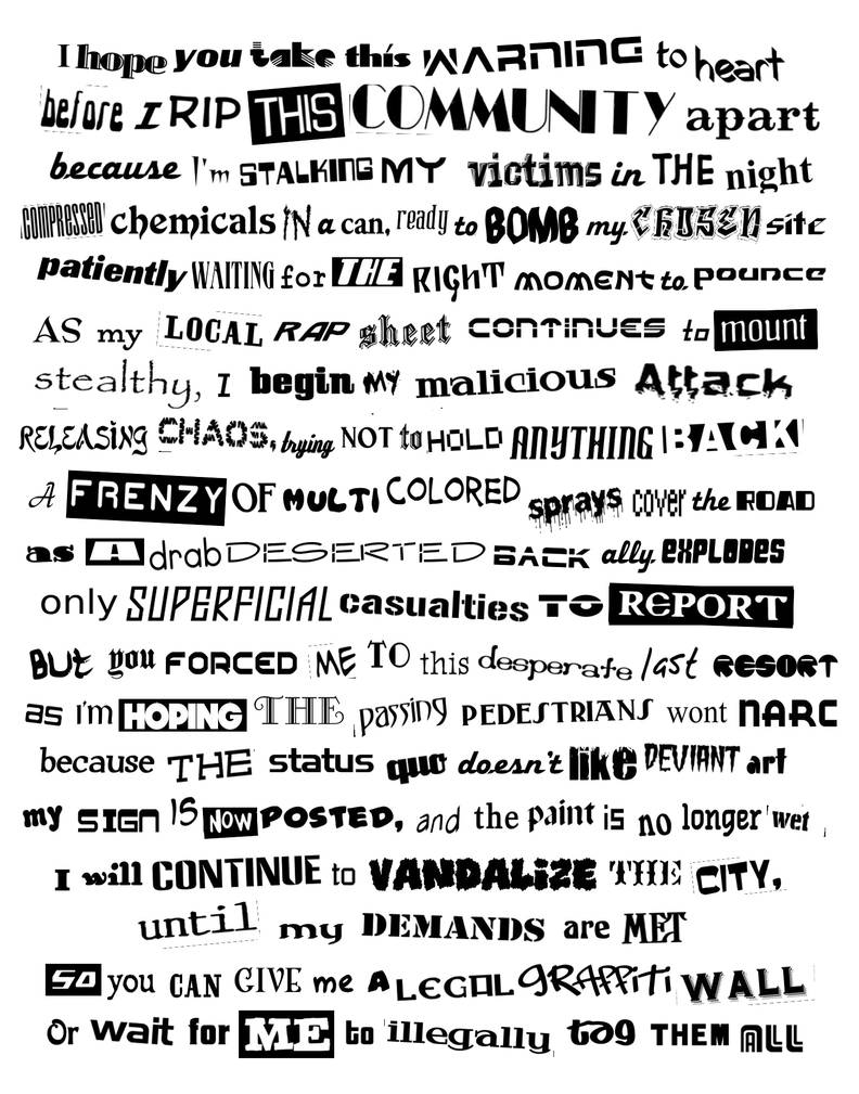 Magazine Ransom Note Poem ransom note by simpletoker on DeviantArt