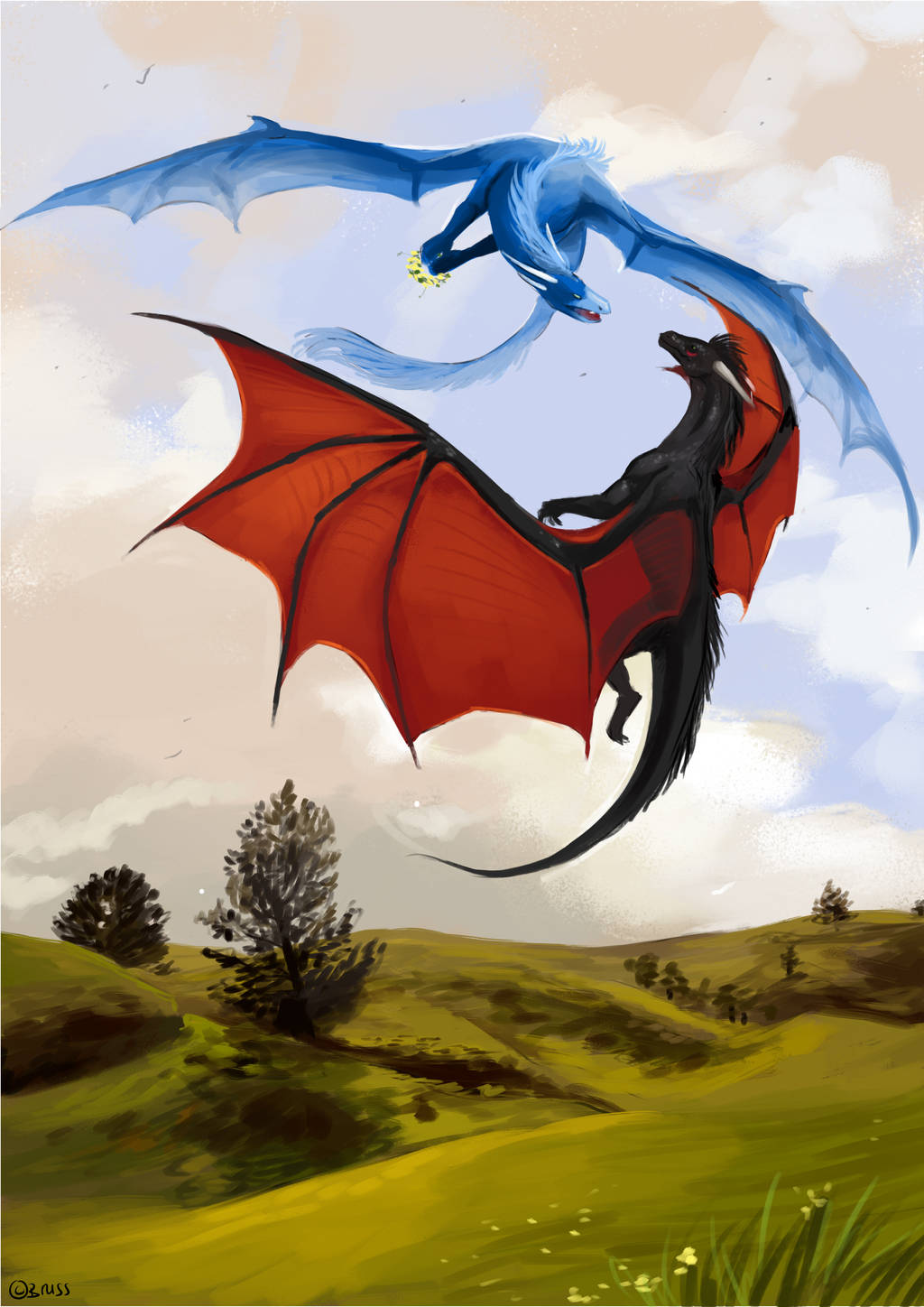 Commission: Red and Blue by Brissinge