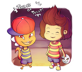 Frisk and Monster Kid Trick or Treating