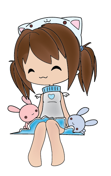 Chibi girl with Plush Bunnies