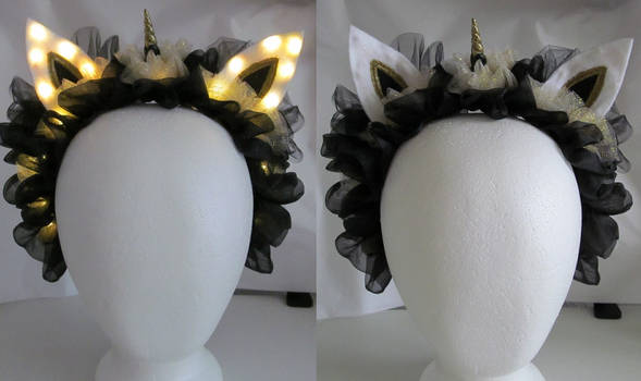 Black and gold light up unicorn headband