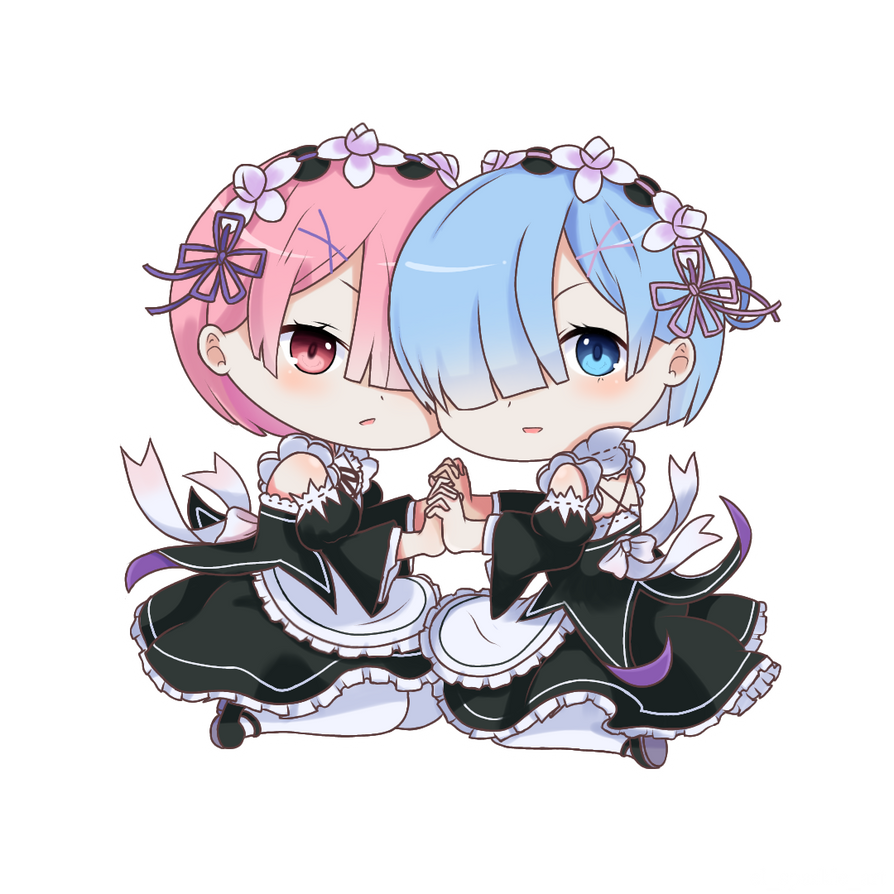 Ram and Rem chibi version by Rosida435 on DeviantArt