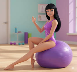 Raquelle Sitting On Yoga Ball