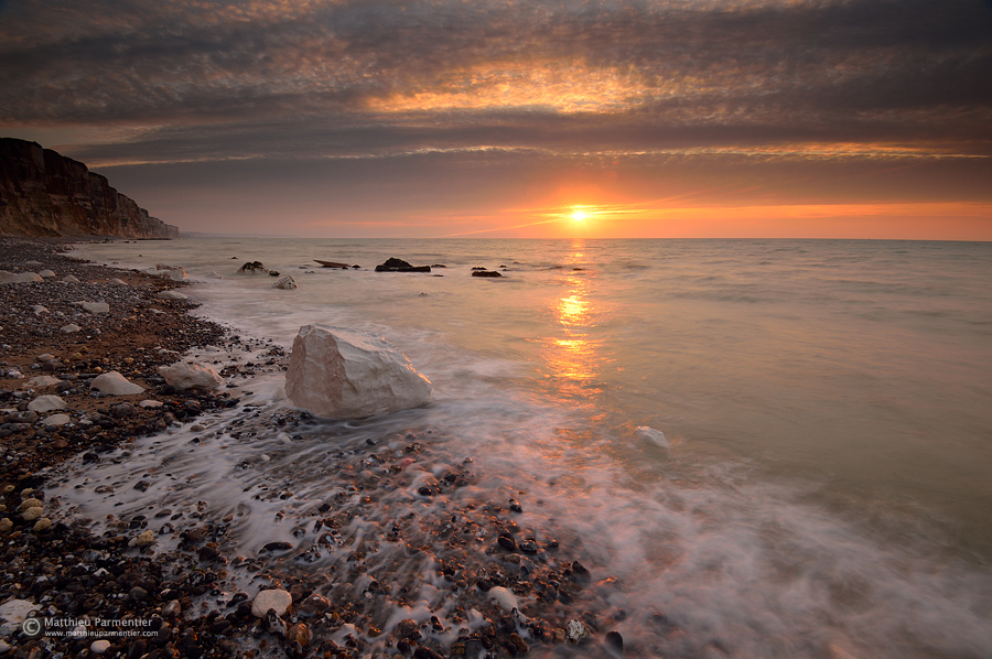 Chalk coastline sunset