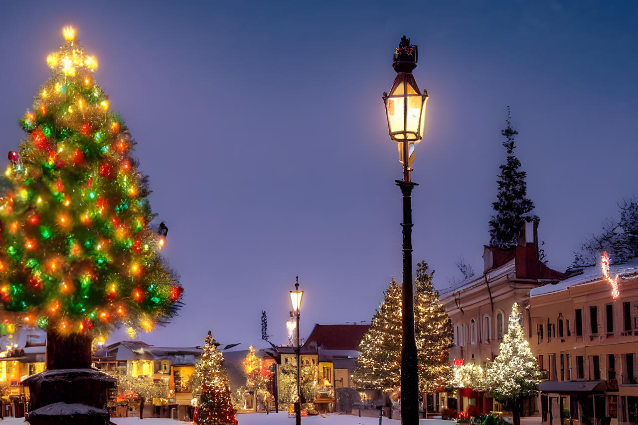 Small Rustic Town Rustic small town with a Christmas tree in a squar by AiGraphicsShop on ...