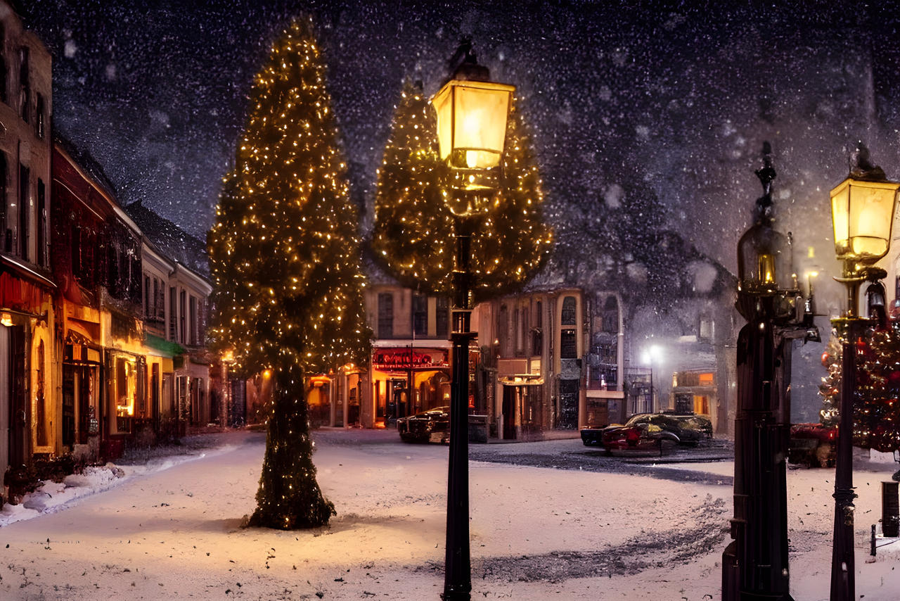 Small Rustic Town Rustic small town with a Christmas tree in a squar by AiGraphicsShop on ...