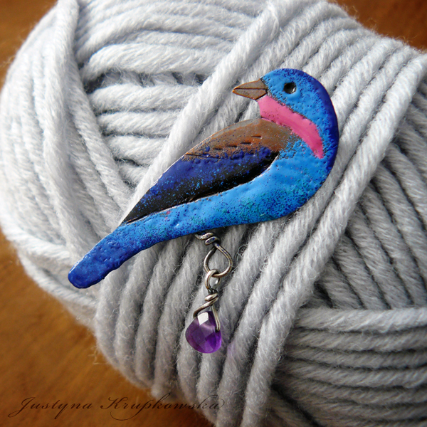 Spangled cotinga brooch