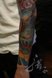 Chinese Japanese sleeve with Hannya and Foo Dog 5