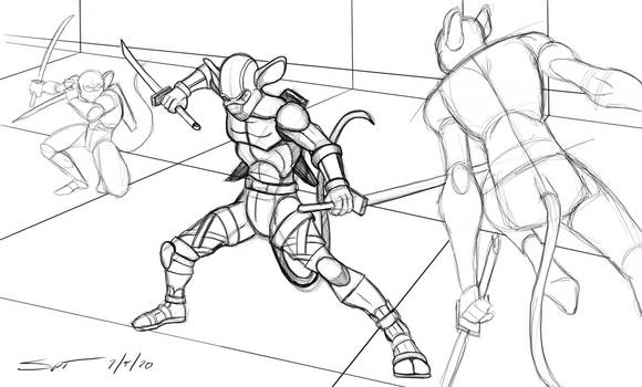 Action Mice Silhouette training sketch