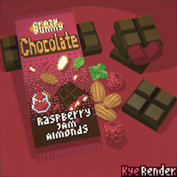 Raspberry Jam Almonds Chocolate Low-Poly by KyeRender