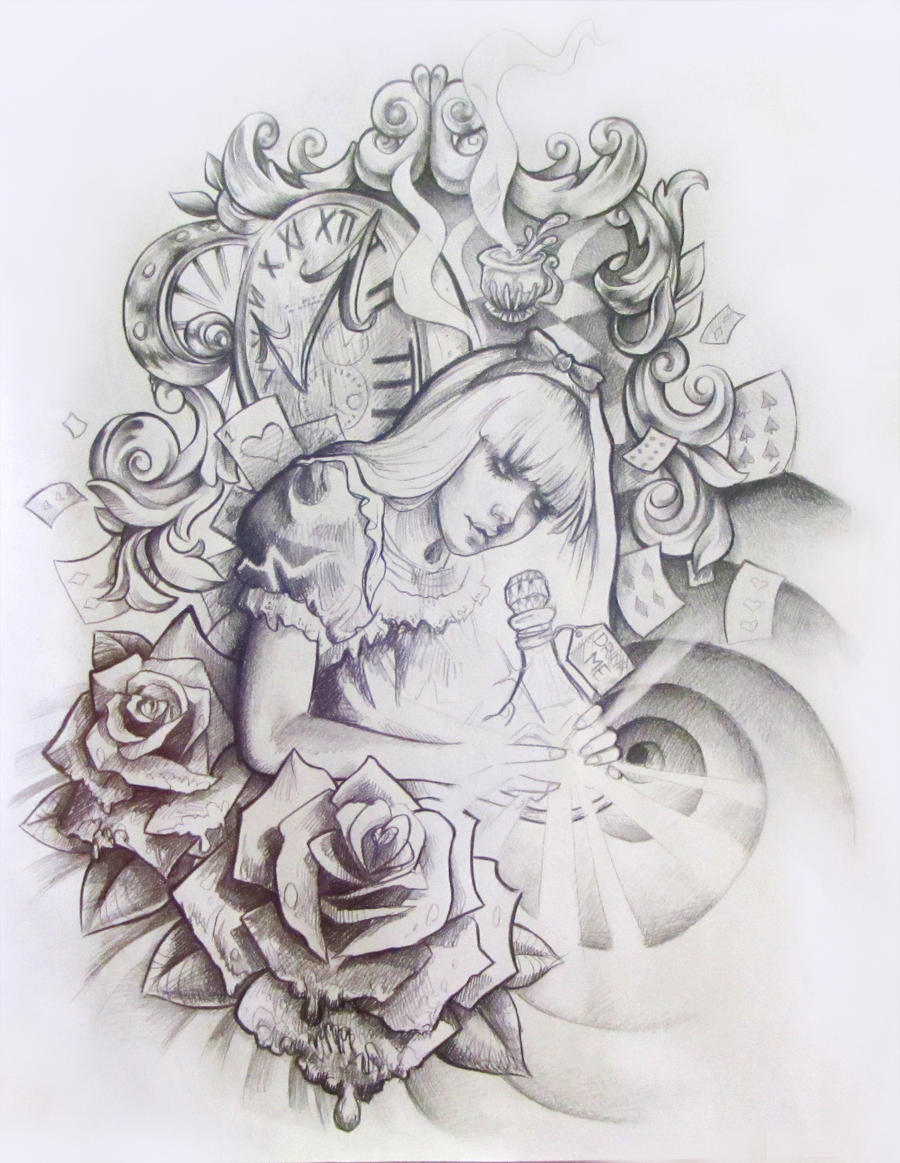 Alice in Wonderland Tattoo Design