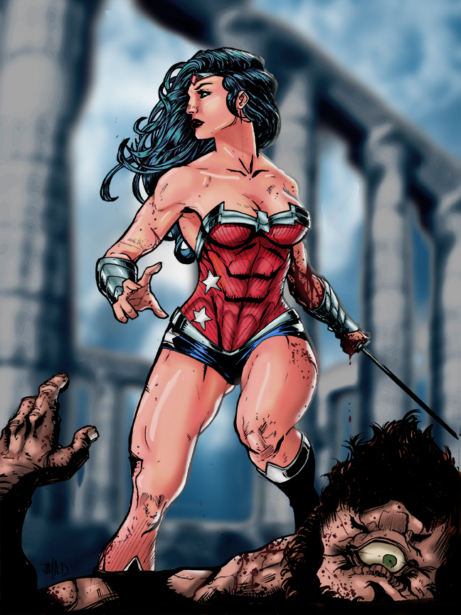 Wonder Woman vs cyclops Colors by Brad Eastburn