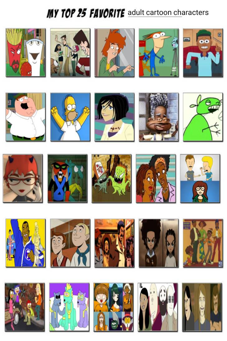 My top 25 favorite Adult Cartoons Characters by Jazzystar123 on DeviantArt