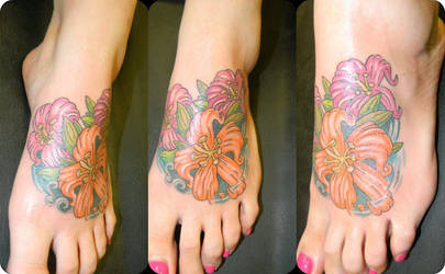 Hibiscus Foot Tattoo