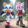 COMMISSIONS OPEN! Amy and Rouge in hiking boots 1
