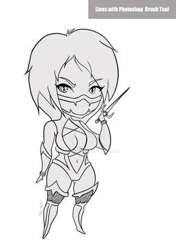 Chibi Mileena Line Art