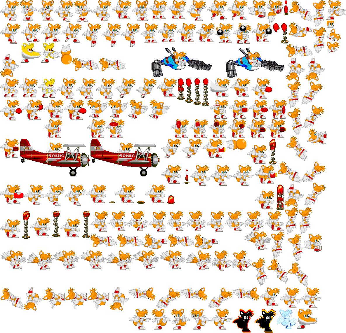 Insight Sprites MVC2 Tails Sprite Sheet (Original by Alexandrei) by CF2364 on DeviantArt