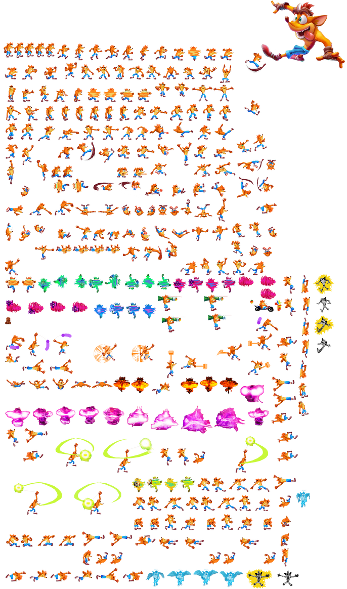Crash Bandicoot Sprite Sheet (By Nexus Gaming) by CF2364 on DeviantArt