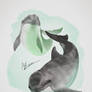 faux watercolour harbour porpoises