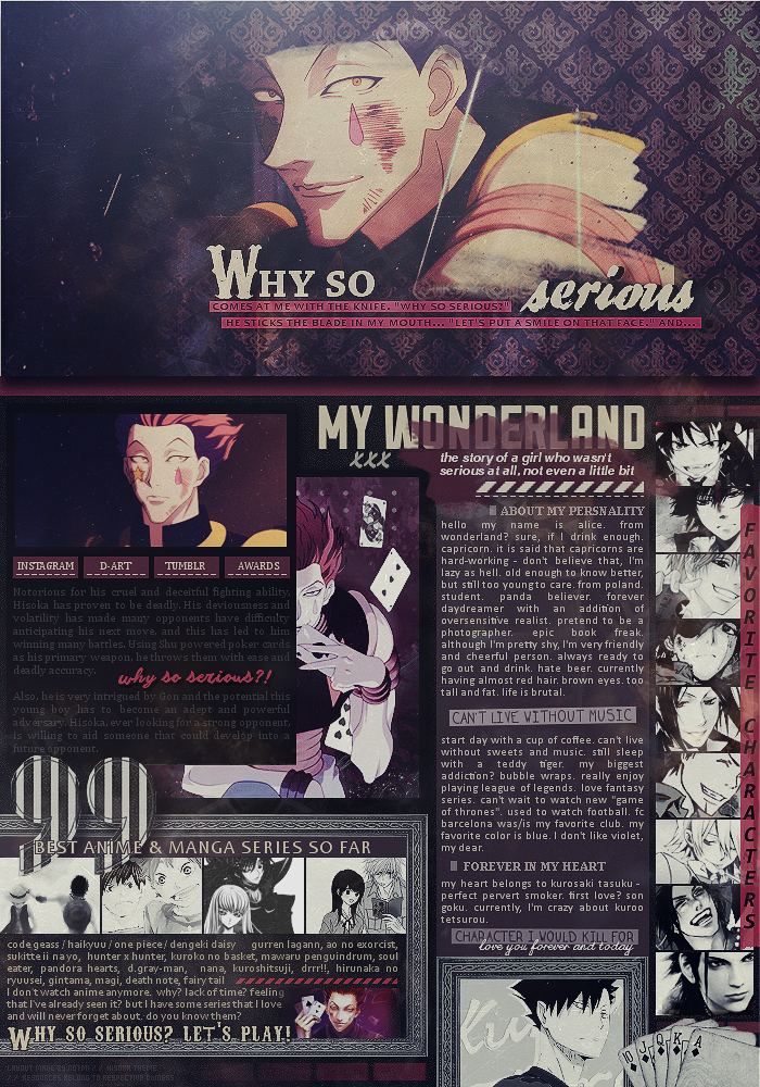 Hisoka layout for myanimelist by notmi on DeviantArt