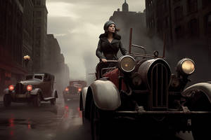 Dieselpunk car driver