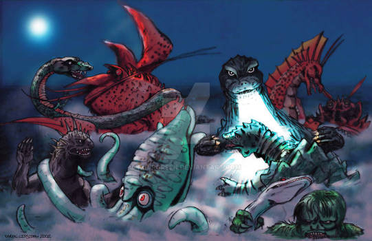 Great Kaiju Duel in the Sea