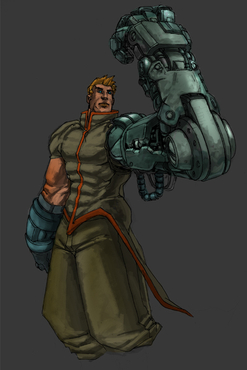 Guy with robot arm colored