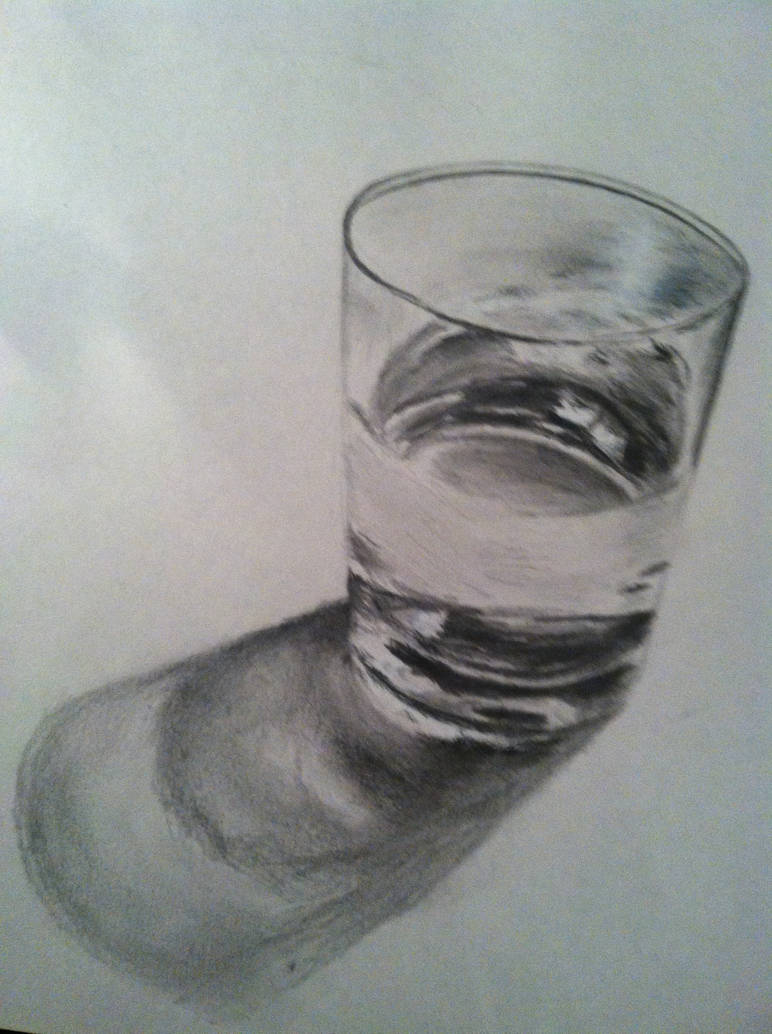 Pencil drawing glass of water by floridastate on deviantart
