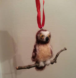 Needle Felted Northern Saw-whet Owl Ornament