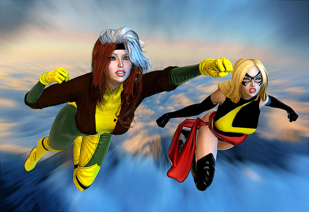 Rogue and Ms. Marvel by prizm1616 on DeviantArt